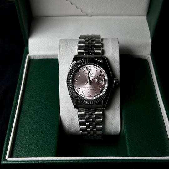 Rolex Date Just Arabic Style For Her - Silver Pink - Giiz store