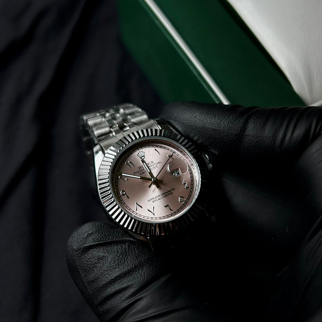 Rolex Date Just Arabic Style For Her - Silver Pink - Giiz store