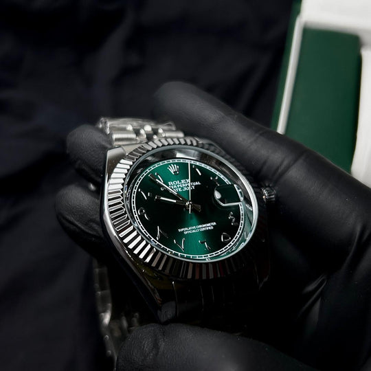 Rolex Date Just Arabic Style For Him - Silver Green - Giiz store