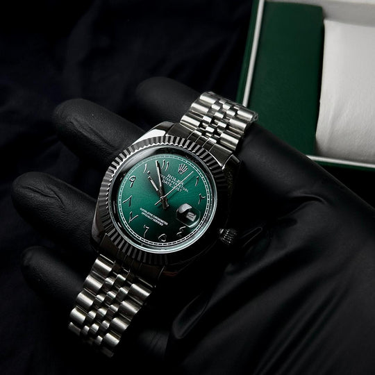Rolex Date Just Arabic Style For Him - Silver Green - Giiz store