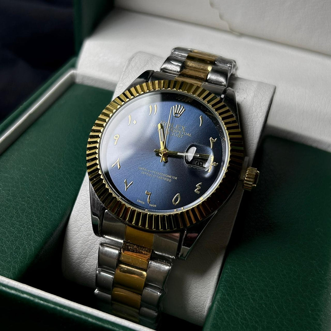 Rolex Date Just Arabic Style For Him - Two Tone Navy Dial - Giiz store