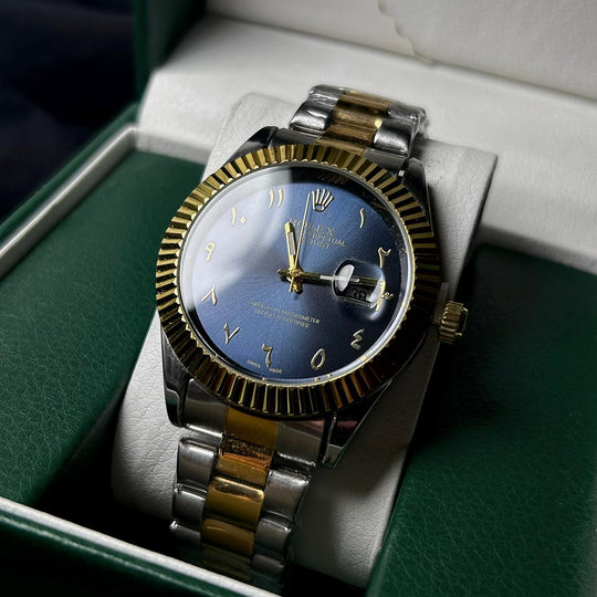 Rolex Date Just Arabic Style For Him - Two Tone Navy Dial - Giiz store