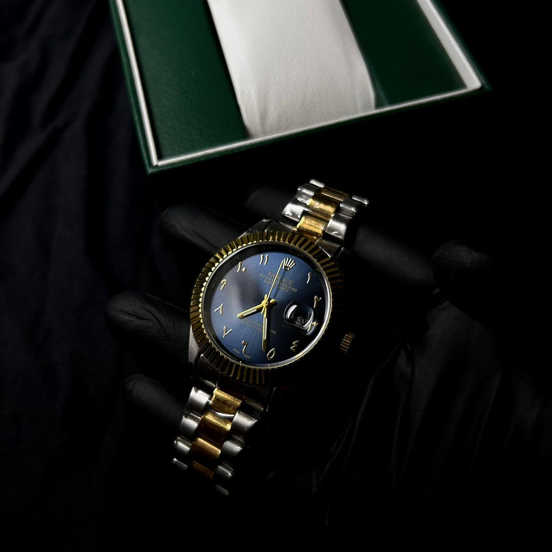 Rolex Date Just Arabic Style For Him - Two Tone Navy Dial - Giiz store