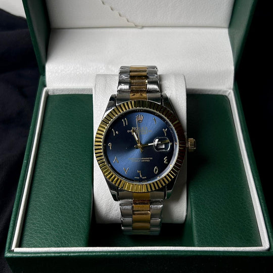 Rolex Date Just Arabic Style For Him - Two Tone Navy Dial - Giiz store