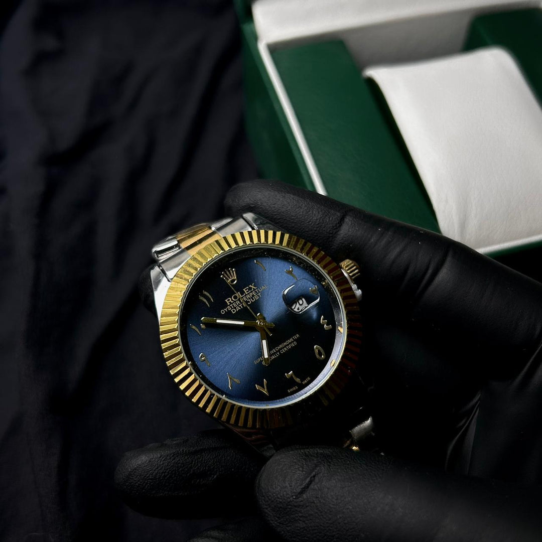 Rolex Date Just Arabic Style For Him - Two Tone Navy Dial - Giiz store