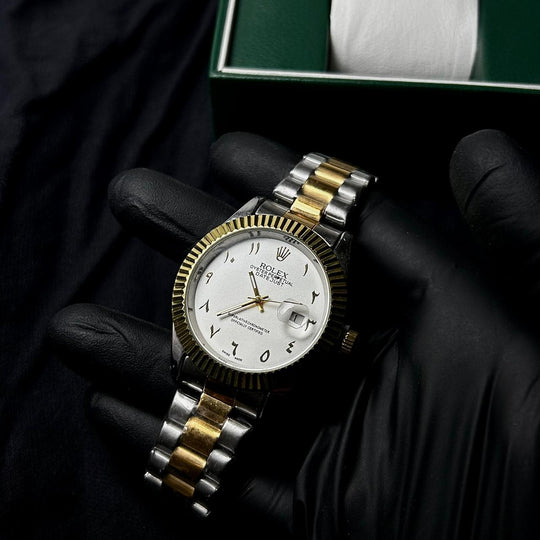Rolex Date Just Arabic Style For Him - Two Tone White Dial - Giiz store