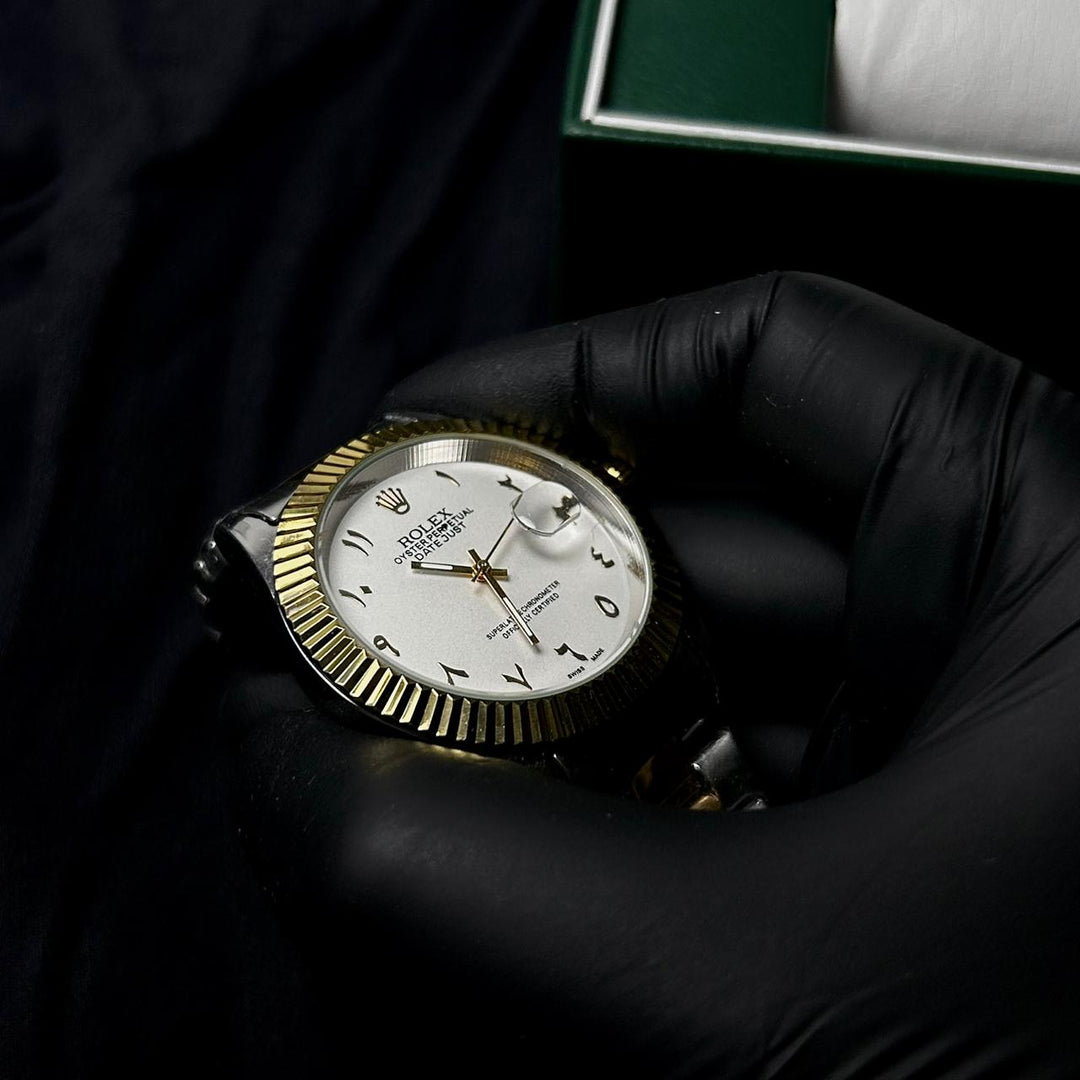 Rolex Date Just Arabic Style For Him - Two Tone White Dial - Giiz store