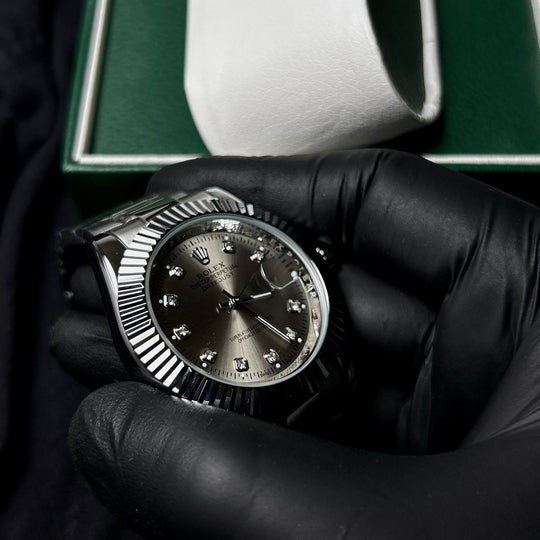 Rolex Date just Diamon Smooth Bezel For Him - Silver - Giiz store