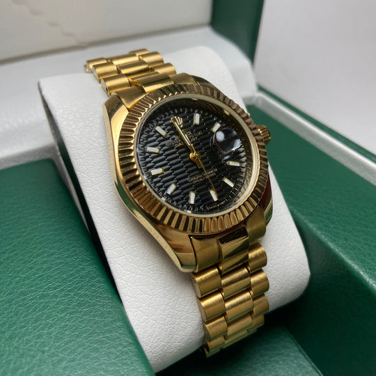 Rolex Date Just For Her - Gold - Tone with Black Textured Dial - Giiz store