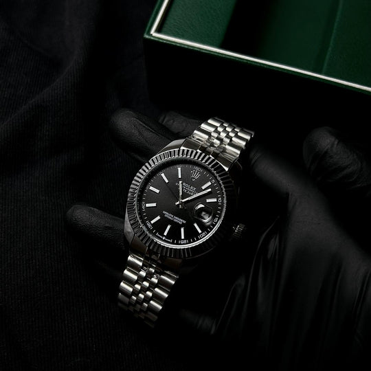 Rolex Date Just For Him – Silver Black - Giiz store