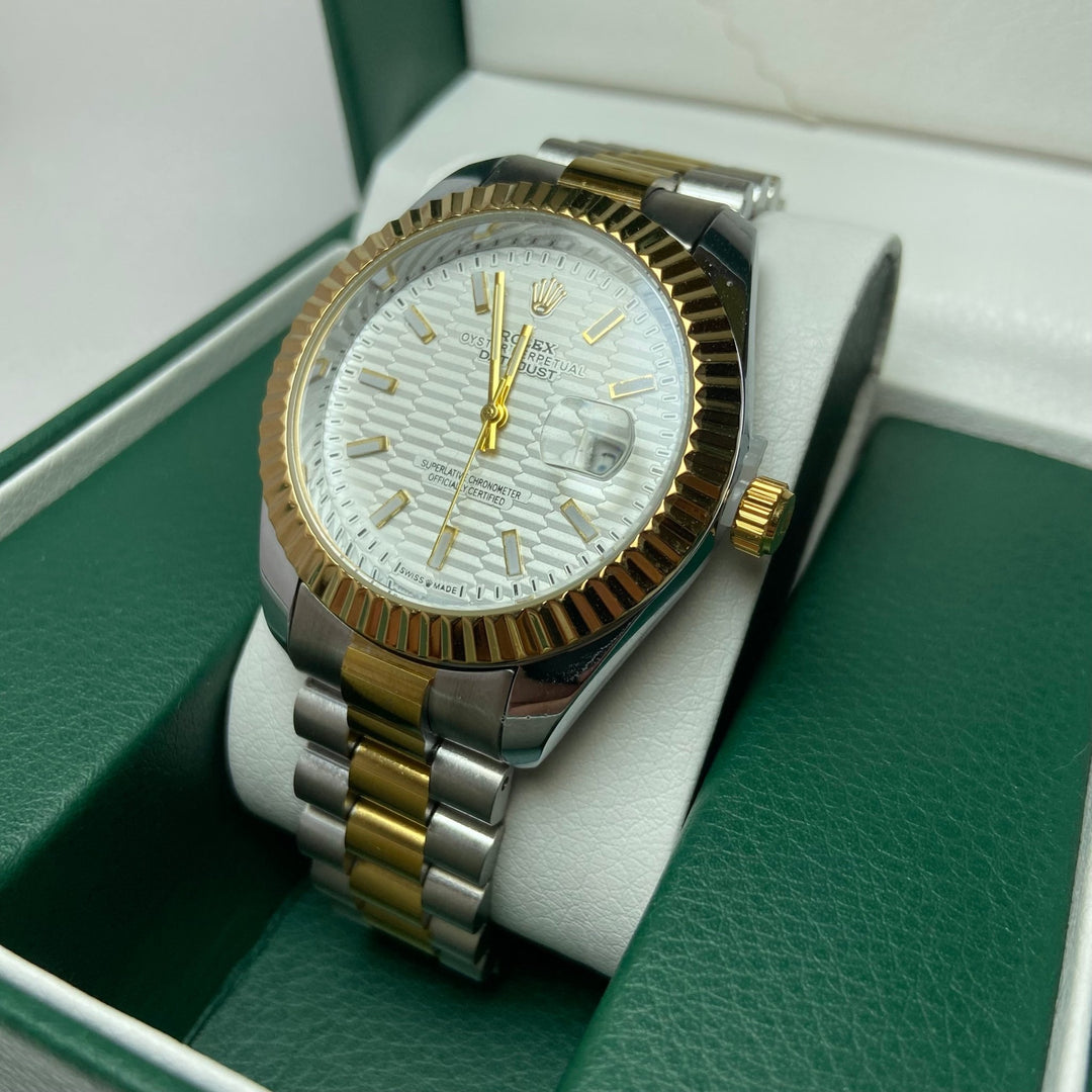 Rolex Date Just For Him - Two - Tone with Textured White Dial - Giiz store