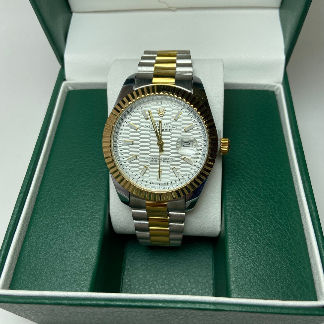 Rolex Date Just For Him - Two - Tone with Textured White Dial - Giiz store