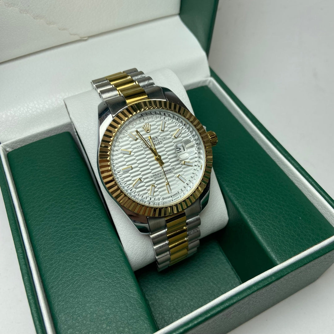 Rolex Date Just For Him - Two - Tone with Textured White Dial - Giiz store