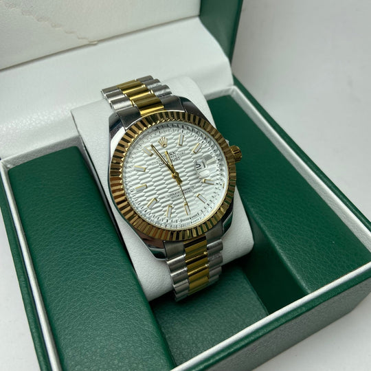 Rolex Date Just For Him - Two - Tone with Textured White Dial - Giiz store
