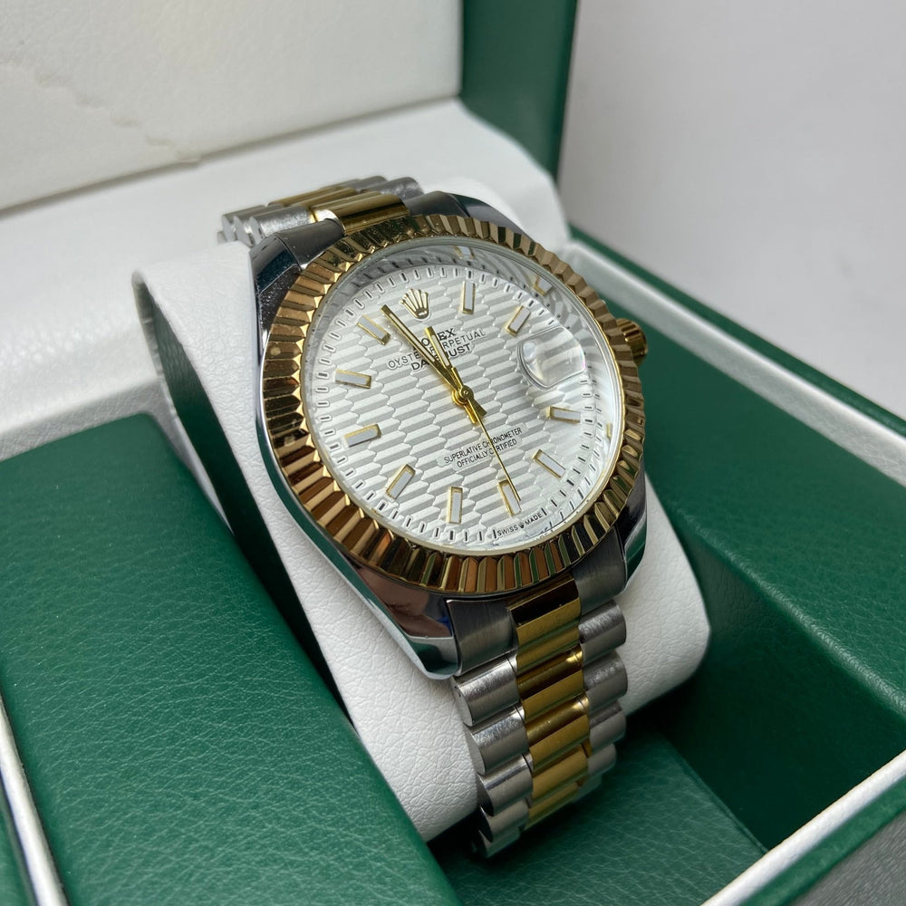 Rolex Date Just For Him - Two - Tone with Textured White Dial - Giiz store