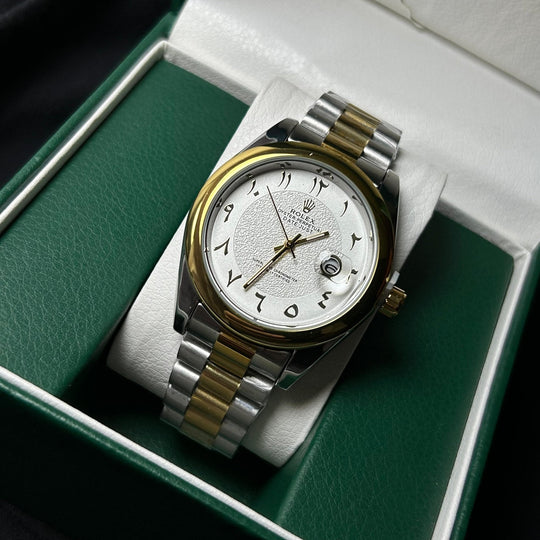 Rolex Datejust Arabic Dial For Him – Two Tone Golden White - Giiz store