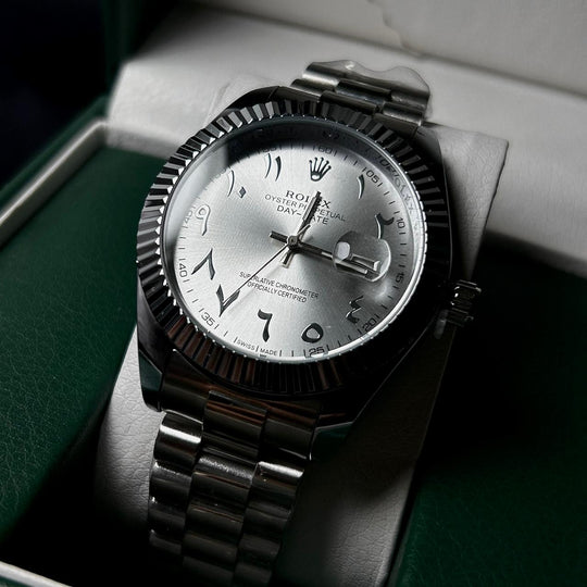 Rolex Day Date Arabic Style For Him - Silver - Giiz store