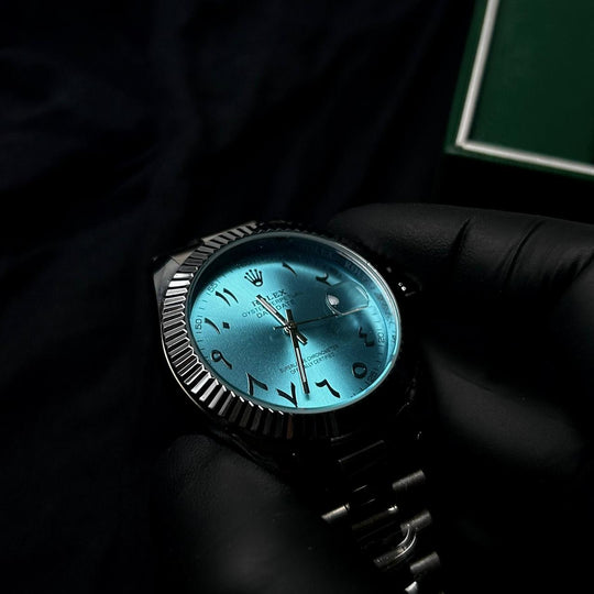 Rolex Day Date Arabic Style For Him - Silver Turquoise - Giiz store