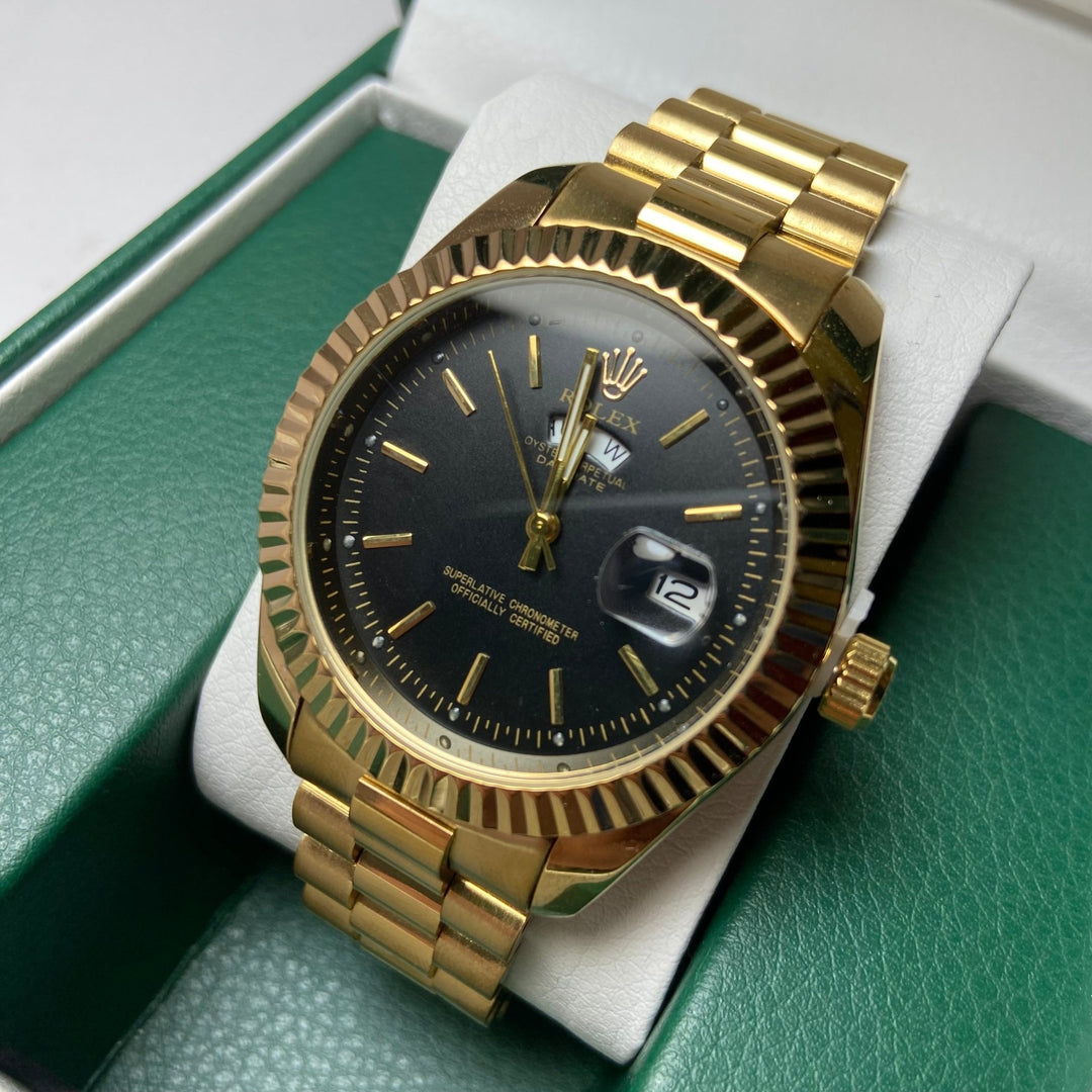 Rolex Day Date For Him - Gold - Tone with Black Dial - Giiz store
