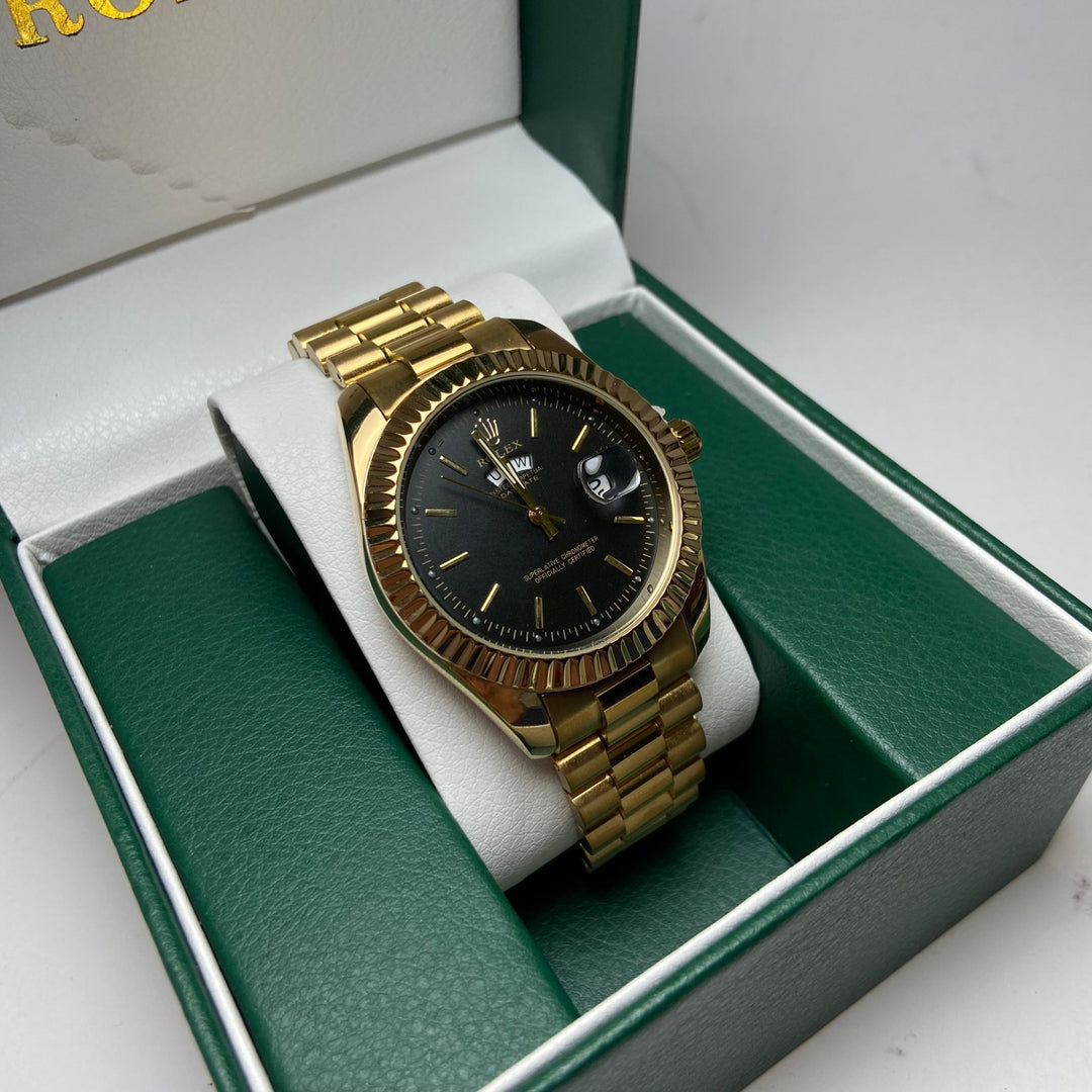 Rolex Day Date For Him - Gold - Tone with Black Dial - Giiz store
