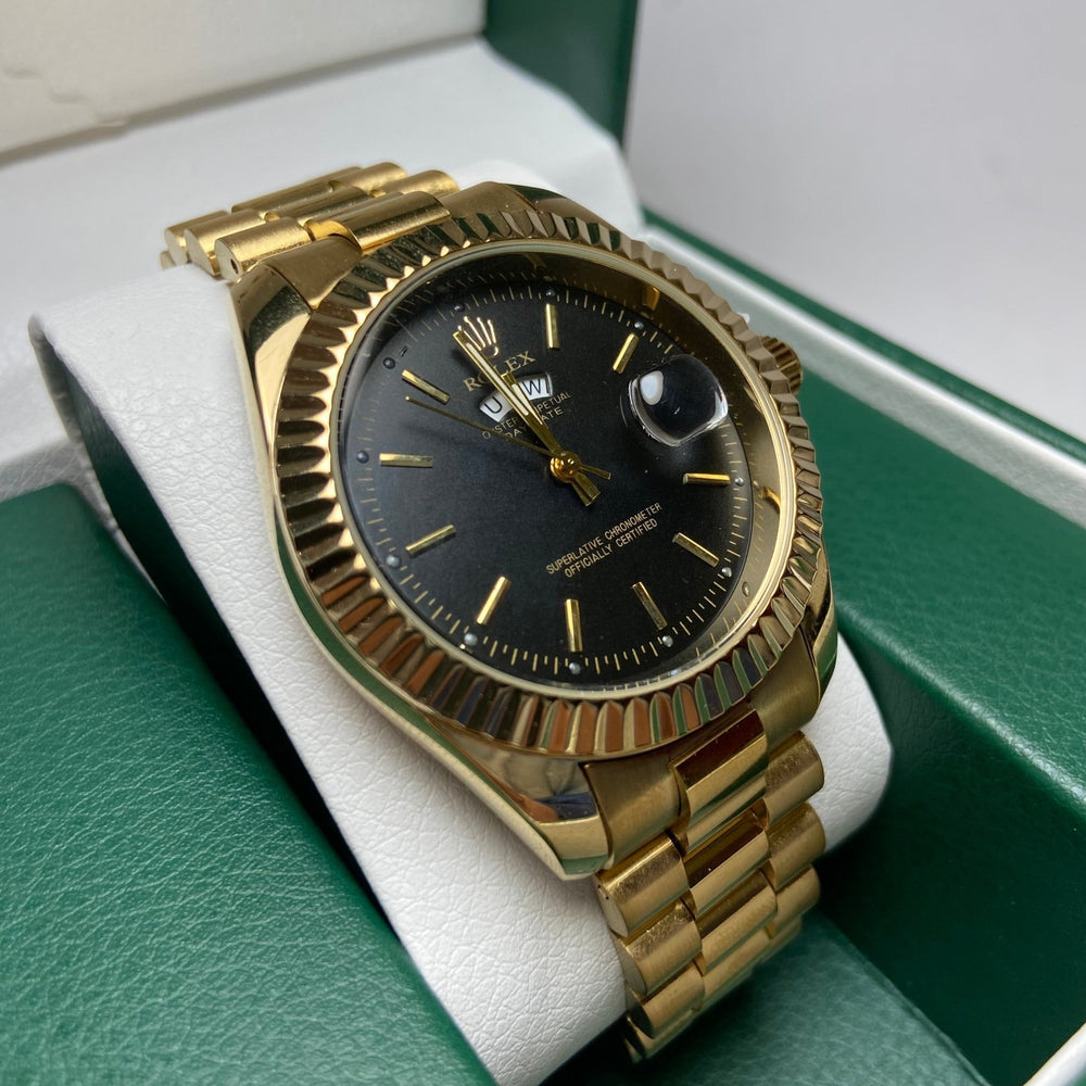 Rolex Day Date For Him - Gold - Tone with Black Dial - Giiz store