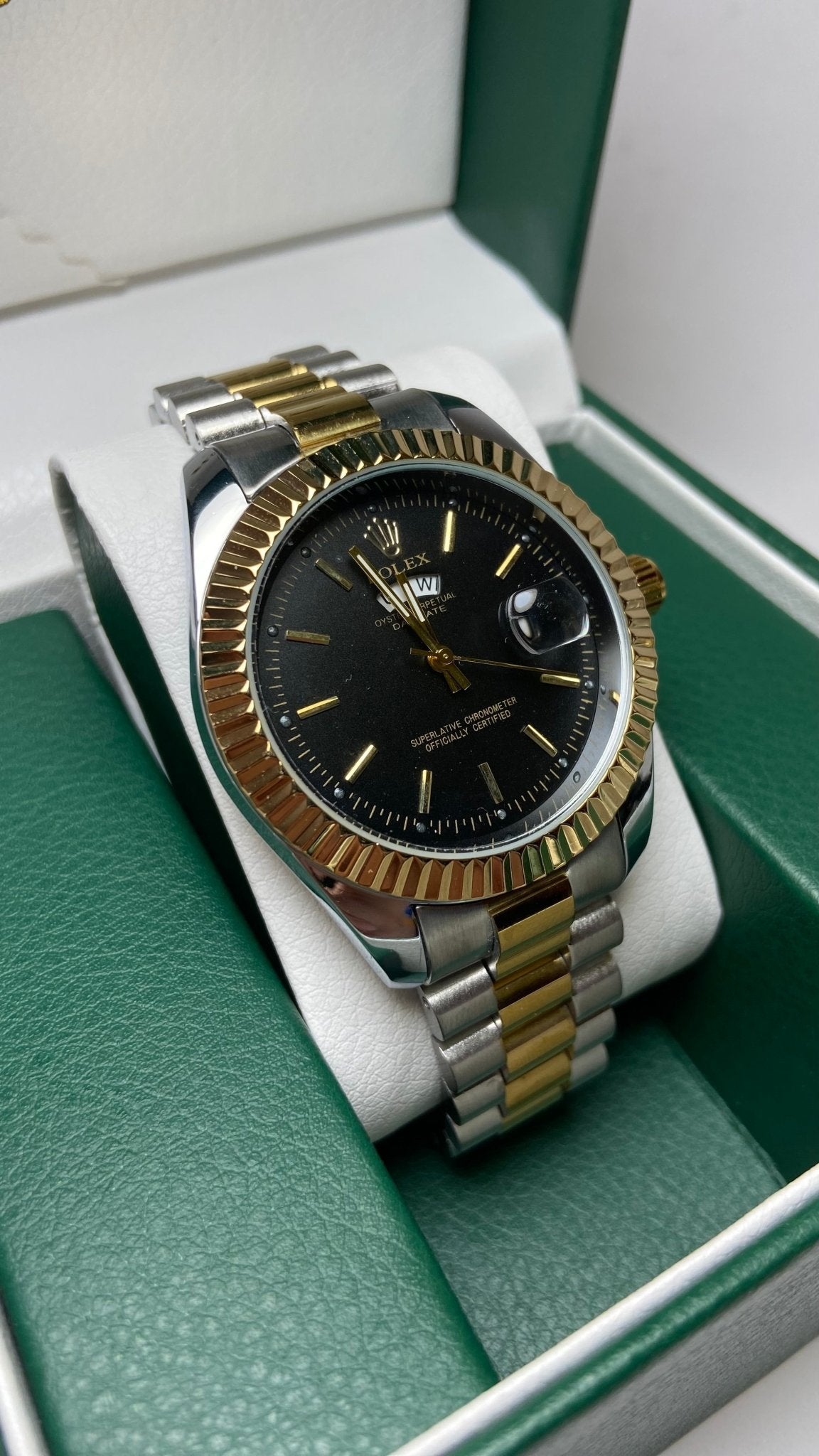 時計 ROLEX Rolex Men's Two-Tone Genuine 4link Rolex Day Date For Him - Two-Tone with Black Dial - Giiz store