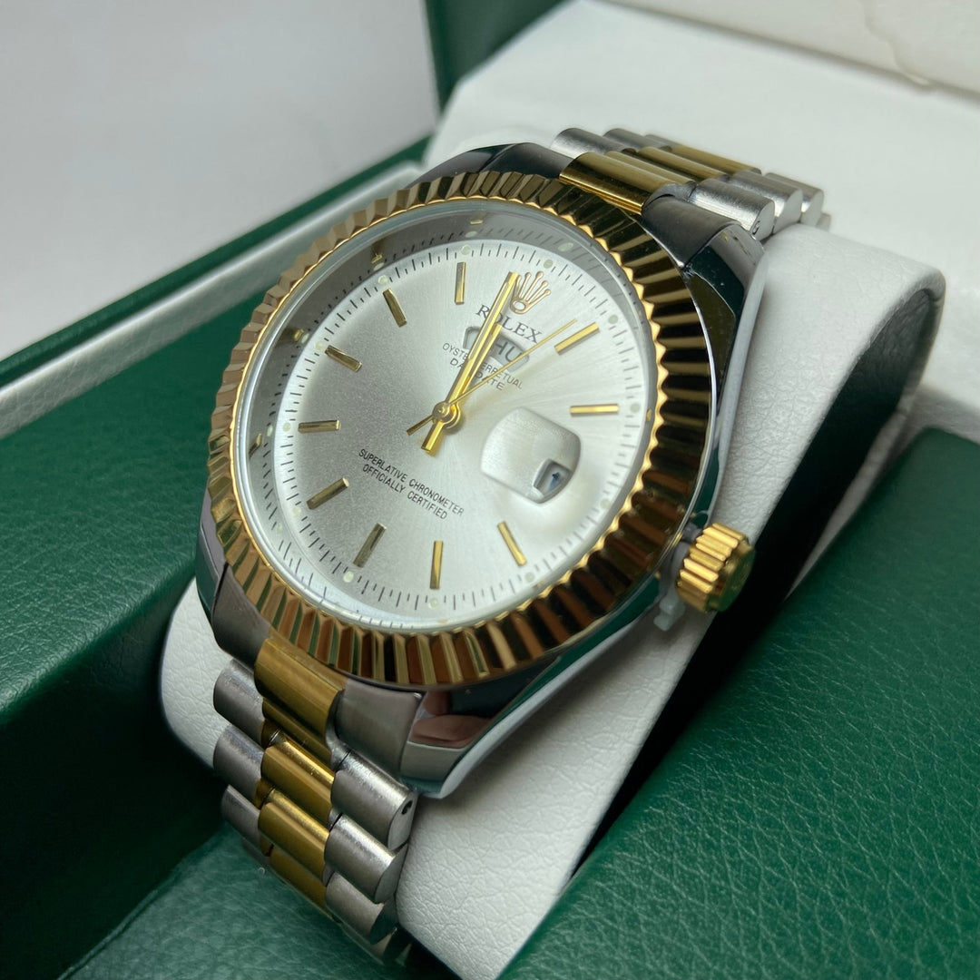 Rolex Day Date For Him - Two - Tone with Silver Dial - Giiz store