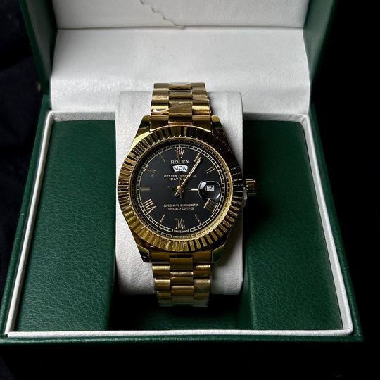 Rolex Day Date Roman Style For Him - Golden Black - Giiz store