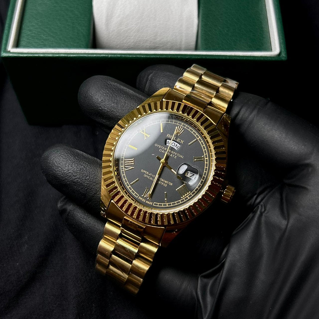 Rolex Day Date Roman Style For Him - Golden Black - Giiz store