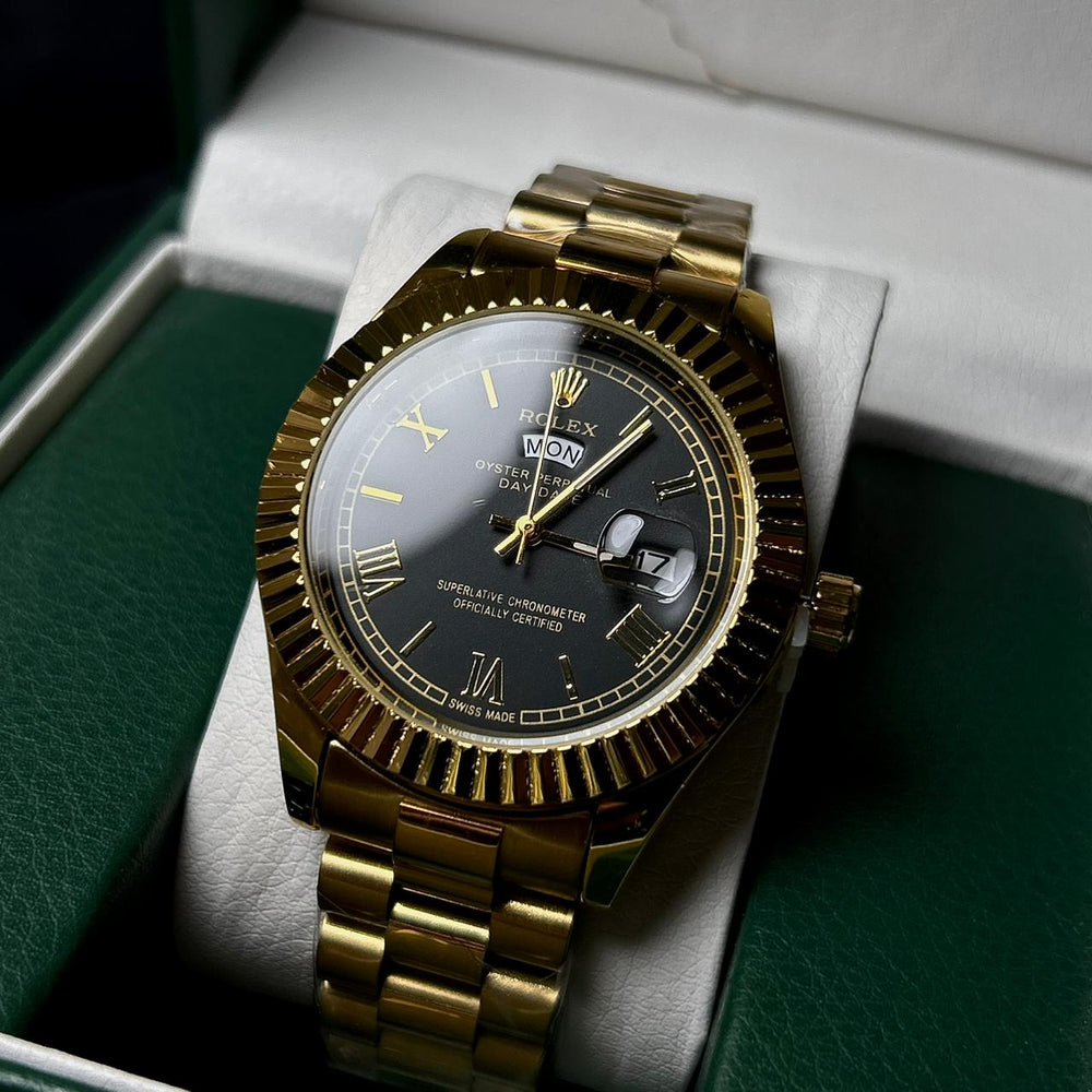 Rolex Day Date Roman Style For Him - Golden Black - Giiz store