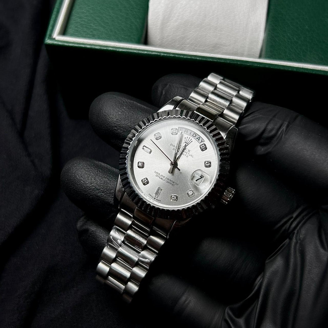 Rolex Diamond Day Date For Her - Silver - Giiz store