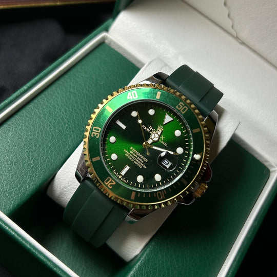 Rolex Submariner Rubber Strap For Him – Gold &amp; Green Dial - Giiz store