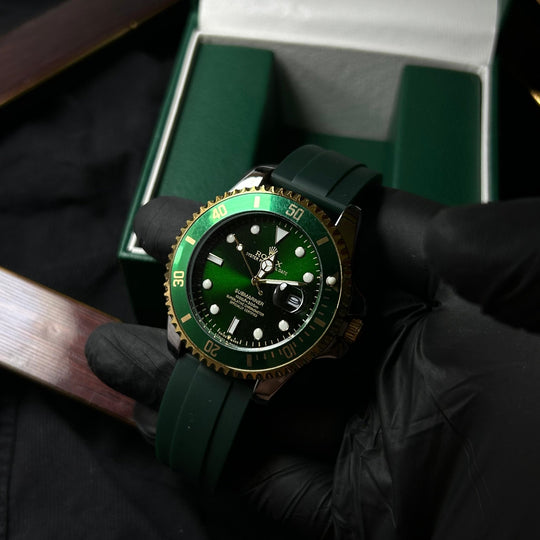Rolex Submariner Rubber Strap For Him – Gold &amp; Green Dial - Giiz store
