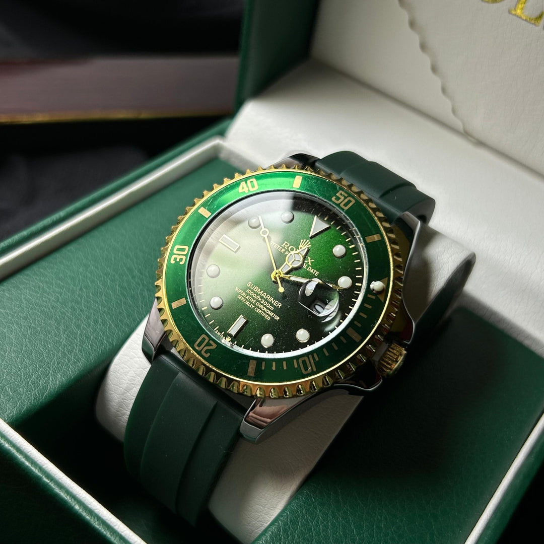 Rolex Submariner Rubber Strap For Him – Gold &amp; Green Dial - Giiz store