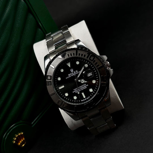 Rolex Yacht-Master “Automatic Style” For Him – Black Dial &amp; Black/Silver Bezel - Giiz store